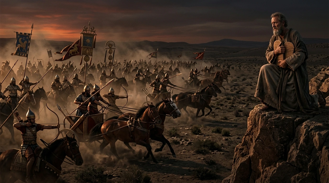 The Babylonian Chronicle tablet recording the Battle of Carchemish alongside archaeological weapons excavated at Carchemish on the Euphrates River